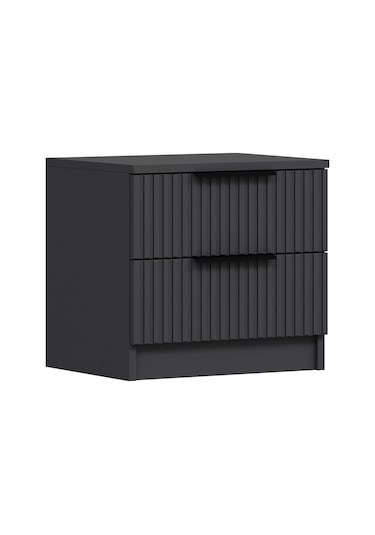 Kale Plus Komodin 2 Çekmece Antrasit Mebran Çizgili