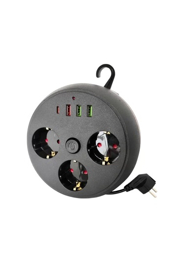 Ev Ofis İçin Çoklu Priz 3 Priz 3 Usb Type C Güvenli Enerji Yönetimi 3 M