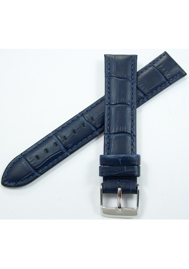 Bizon Deri Saat Kayışı 20Mm Lacivert Saat Kordonu Kroko Kolçak