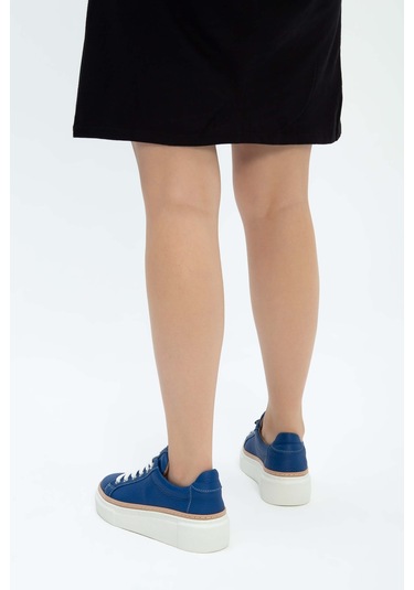 Tamer Tanca Kadın Hakiki Deri Saks Floter Sneakers & Spor Ayakkabı 937 5022-09 Bn Ayk Y23 Saks Floter Saks