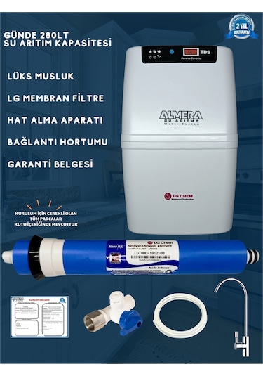 Premium 12 Lt Su Arıtma Cihazı Antibakteriyel Çelik Tank Lüks Musluk En Az Atık Kolay Kurulum