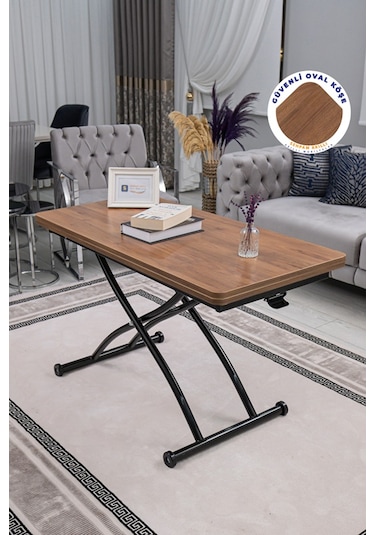 Juppo Üst Tabla Mdf Ceviz Oval Köşe Alt Siyah Dışa Kıvrım