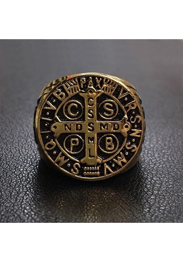 Novahub Altın Yeni Paslanmaz Çelik Yüzük Cspb Çapraz Altın Erkek Paslanmaz Çelik Yüzük 9 Altın - 9 Altın