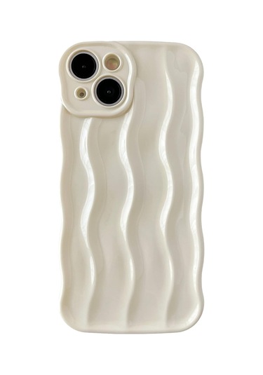 2025 En Son Model İphone 15 Kılıfı, Su Dalgası Desenli Kıvırcık Dalga Çerçeveli Yumuşak Telefon Kılıfı Beyaz Beyaz İphone 15 Çok Renkli