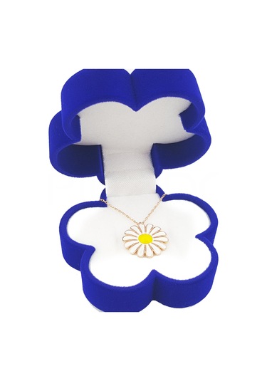 Pigado 925 Ayar Gümüş Papatya Kadife Kutusunda Rose Papatya Kolye Gümüş