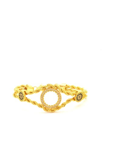 Çeyrek Altın Çerçeve Bileklik Çelik Altın Kaplama Nazar Boncuklu Altın