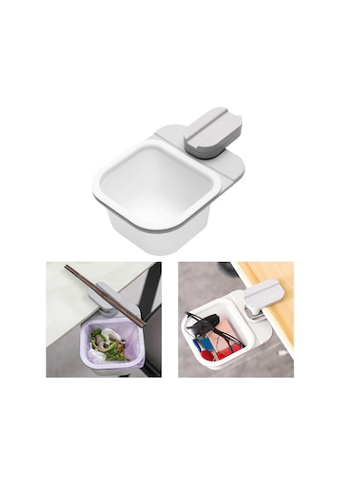 Suntek Yurt Masası Için Plastik Mini Çöp Kutusu Dönen Yaratıcı Beyaz Gri Beyaz - Gri