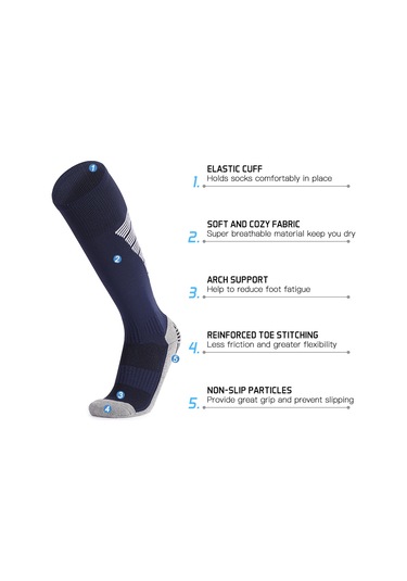 Folinda Beyaz Uzun Futbol Çorabı - Rahat Polyester, Nefes Alıcı, Ter Emici, Kaymaz Önleyici Taban S 29-34 Beyaz