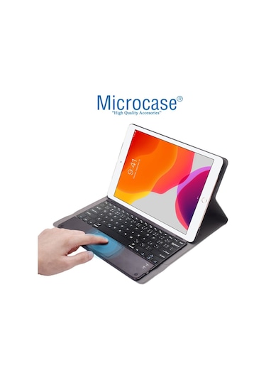 Apple Uyumlu iPad 7.Nesil 10.2" 2019 Bt Touchpad Klavyeli Standlı Kılıf - Bkk5