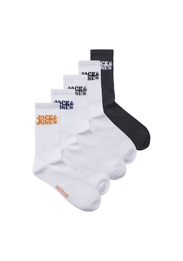 Çocuk Logolu 5'li Paket Çorap - Elton White Beyaz