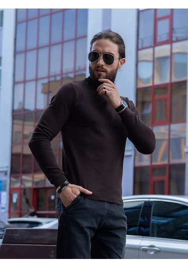 Diona Yüksek Yakalı Kazak 15350425 Kahverengi