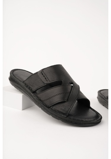 Muggo Eco Erkek Günlük Hakiki Deri Rahat Yumuşak Taban Ortopedik Terlik 001