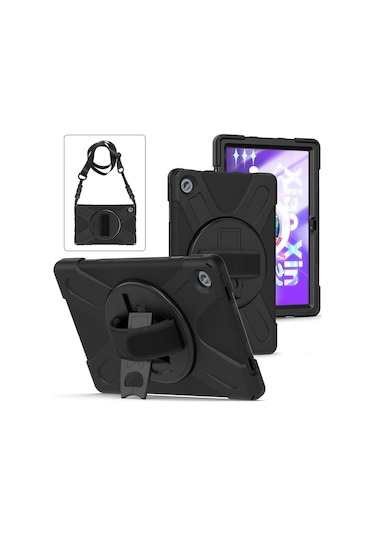 Lenovo Uyumlu Tab M10 Plus Tb-125f/tb128f 3.nesil 10.6 İnç Kılıf Ultra Koruma Zırh Askılı Silikon Tablet Kılıfı