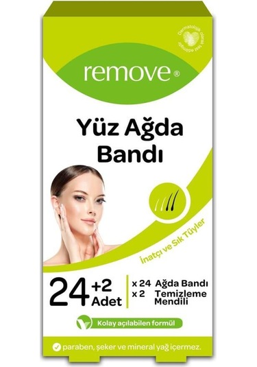 Remove İnatçı ve Sık Tüyler için Yüz Ağda Bandı 24'lü