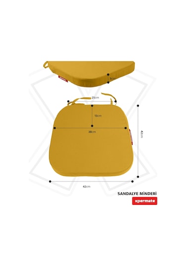 Xpermate Standartfit Oval Sandalye Minderi 42x42x5 Hardal