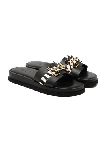 19 Black Terlik Kadın 26215 Myconian 2025 Greek Sandal Siyah