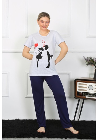 Akbeniz Kadın Kısa Kol Penye Pijama Takımı 4208 Buz Mavisi