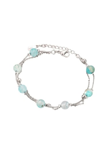 925 Ayar Gümüş Mavi Kristal Taşlarla Süslü Bileklik