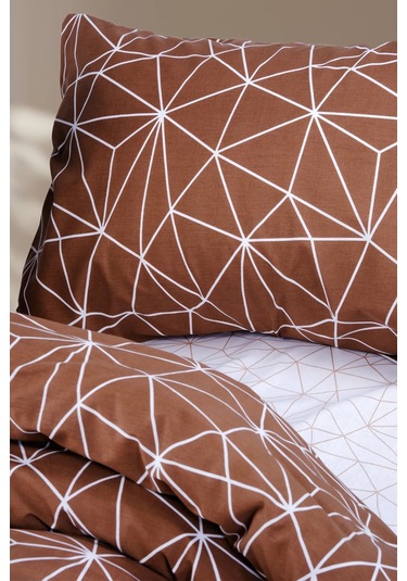 Aytunç Lotus %100 Pamuklu Tek Kişilik Nevresim Takımı 160x220 Cm Kahve