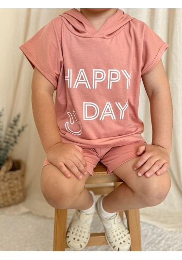 Kapüşonlu Yazlık Baskılı Takım 2404kpsnyzlyk Gülkurusu