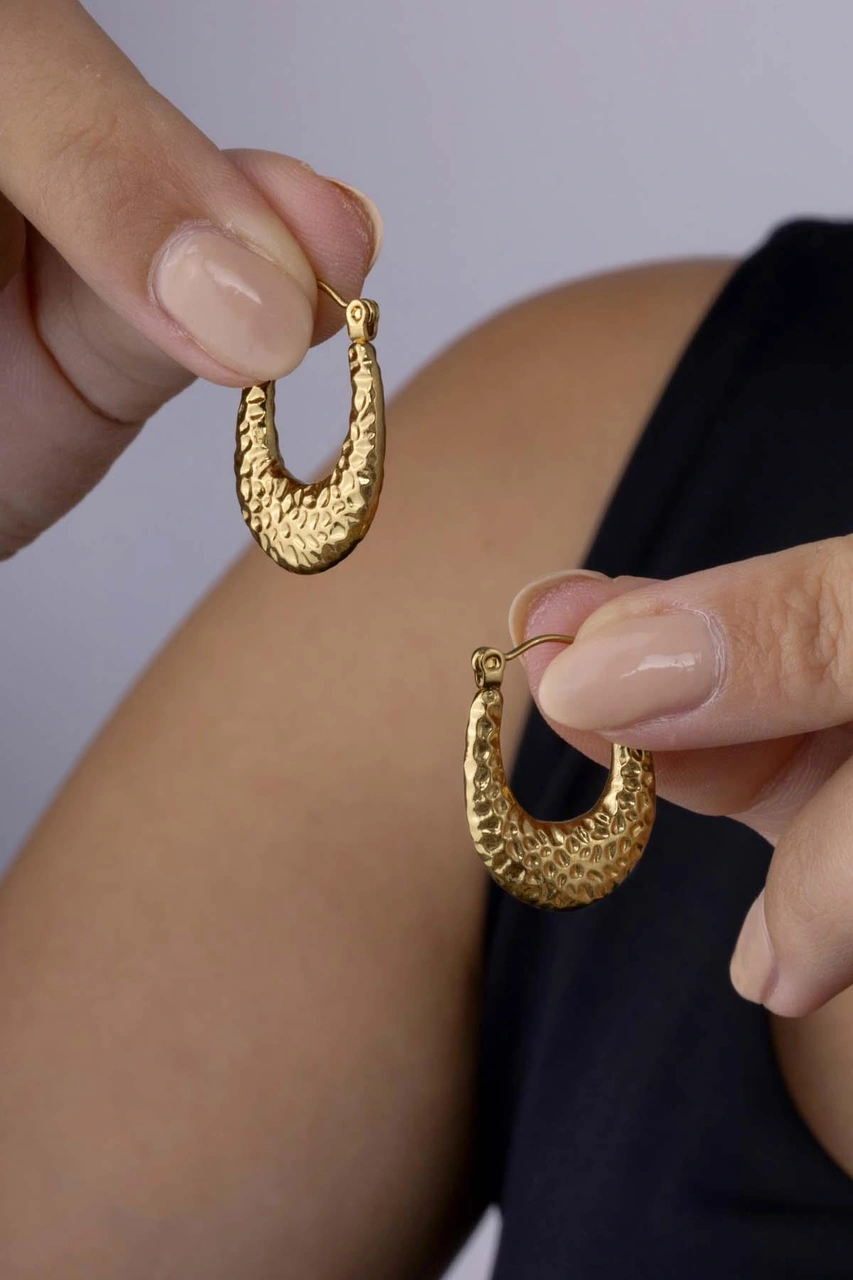 Gümüş Pazarım Yılan Derisi Desenli Altın Kaplama Çelik Küpe Diğer