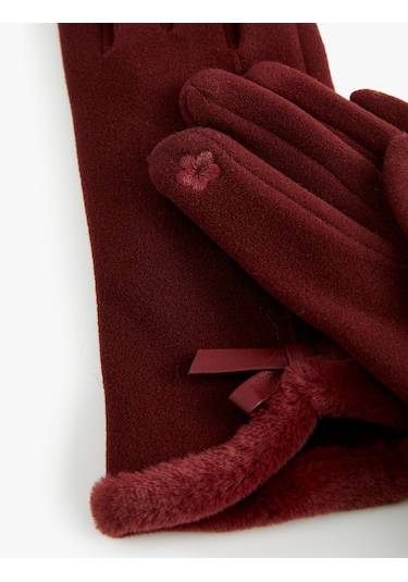Koton Kurdeleli Suni Kürk Detaylı Eldiven Bordo 6wak50028aa Bordo