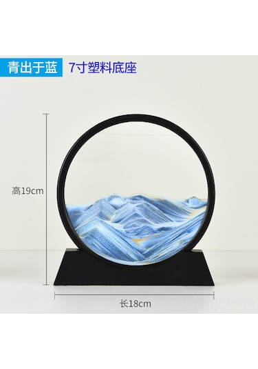 Qingmipy 7 İnç Plastik Tabanlı Mavi Kumu 3d Dinamik Sanat Kum Saati Ev Dekorasyonu Hediyelik Özel Günler