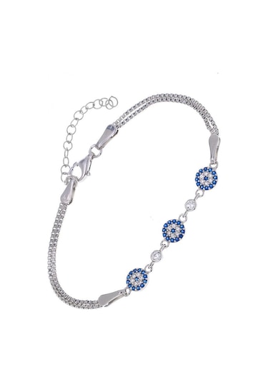 Nagiss Nazar Boncuğu Model Zirkon Taşlı 925 Ayar Gümüş Kadın Bileklik