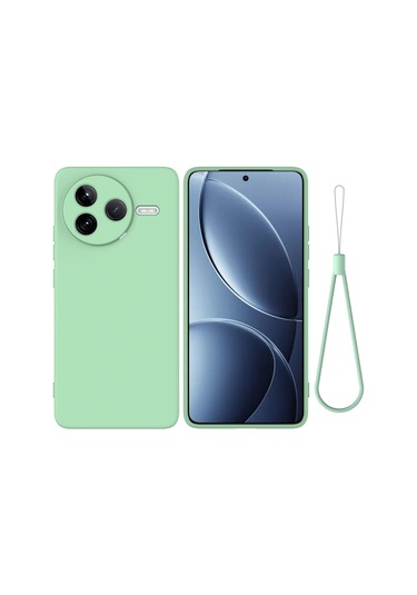 Xiaomi Poco F7 Pro İçin Düz Renk Sıvı Silikon Damlamaz Tam Kapsama Telefon Kılıfı Yeşil