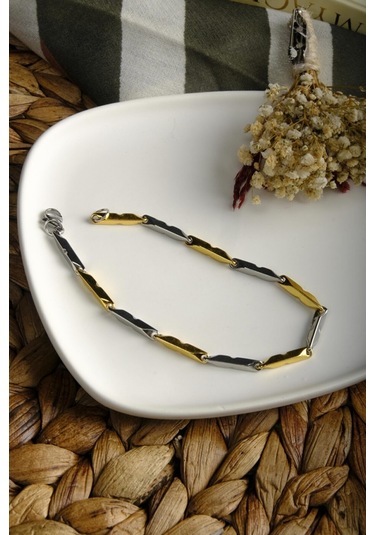 Iki Renk Kararmaz Çelik Erkek Bileklik Çok Renkli