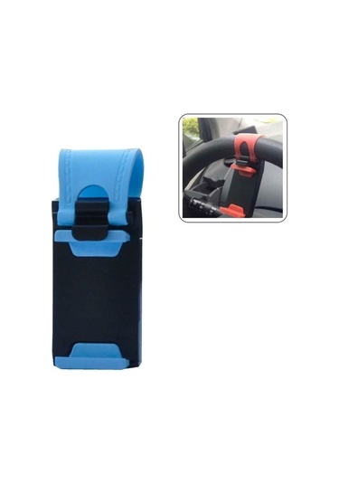 Direksiyon Arası Yan Cep Telefon Tutucu Oto Araç Içi Mavi
