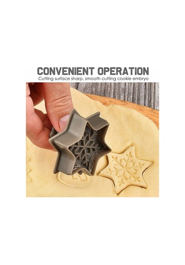 Maiyame Noel Kurabiye Kesici Seti, 3d Plastik Spring Press, Pasta Ve Tatlı Kalıpları 4/8 Adet Gri