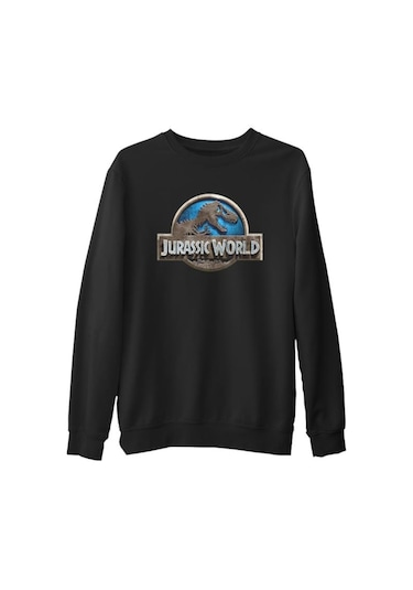 Jurassic World Siyah Erkek Kalın Sweatshirt