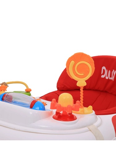 Duux Plano Oyuncaklı Müzikli 3 Kademeli Örümcek Bebek Yürüteci Kırmızı
