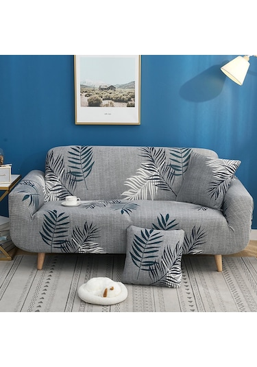 Mufunye Esnek Koltuk Kılıfı - Kalın Polyester Kumaş - 90-140cm Tekli Koltuklar İçin Gri & Yeşil