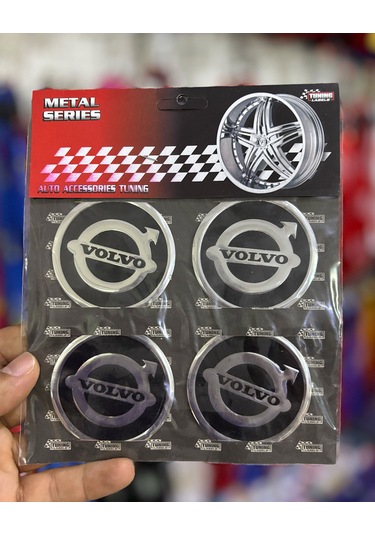 Universal Araç Uyumlu, Volvo Jant Göbeği Arması, Sticker 4'lü Set 60mm Gri