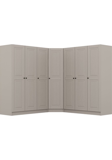 Kale 7 Kapaklı 4 Çekmeceli Köşe Dolap Kumtaşı Mebran İlkbahar 190cm Bej