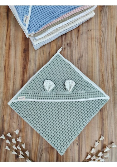 Ekru Pike Bebek Battaniyesi Doğal Organik Uyku Çift Taraflı Bebek Havlu Örtü Yenidoğan Mevsimlik Yeşil