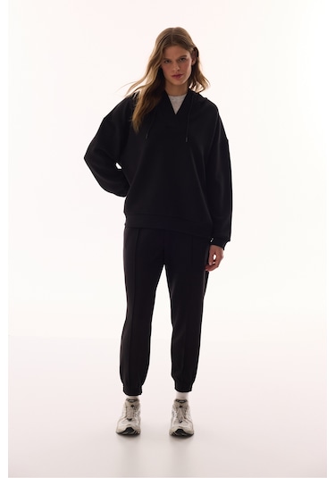 Penti Siyah Silky Feel V Yaka Hoodie