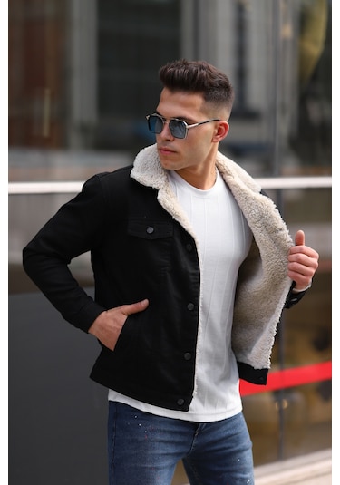 Erkek Kürklü Kot Ceket İçi Kürklü Kot Ceket