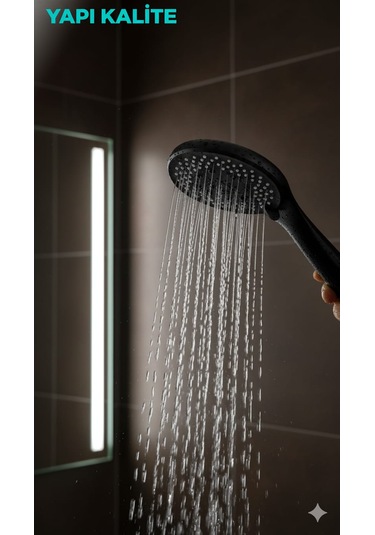 Siyah Zümrüt Renklerinin Birleşimi İle Muhteşem Bir Tasarım 3 Fonksiyonlu El Duşu Siyah