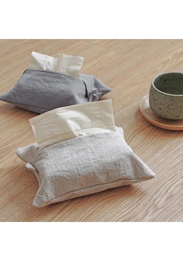 Lacivert-pamuklu Keten Kumaş Sanat Doku Kutusu Basit Kağıt Kutusu Peçete Durumda Masaüstü Kağıt Tutucu Ev Ofis Araba Oturma Odası Yemek Masası