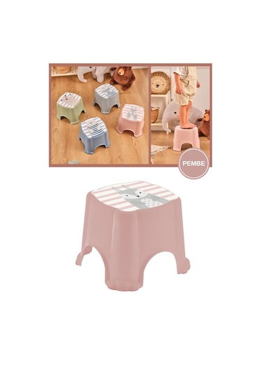 Flosoft Kaydırmaz Çocuk Taburesi, Figürlü Çocuk Banyo Lavabo Klozet Taburesi Çok Renkli