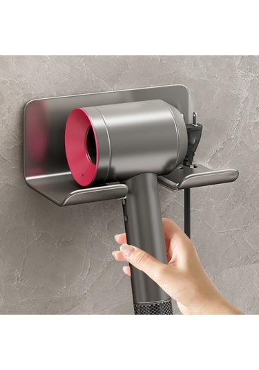 Cbtx Evrensel Saç Kurutma Makinesi Kendinden Yapışkanlı Duvara Monte Organizatör Standı - Siyah