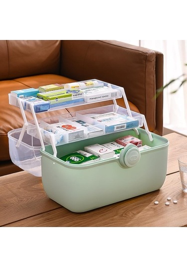 Novahub Geniş Kapasiteli Aile Hekimliği Organizatörü, Taşınabilir İlk Yardım Çantası, İlaç Saklama Kabı, Aile Acil Durum Kiti Kutusu L, Pembe Pembe