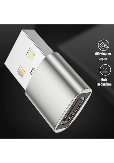 Usb To Type-C Dişi Çevirici Dönüştürücü Adaptör