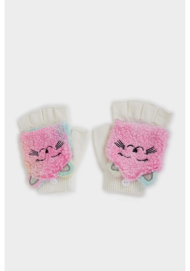 Defacto Kız Çocuk Nakışlı Triko Eldiven A5716a825wnwt2 Beyaz