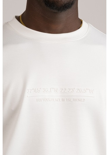 Slimfit Modal Kumaş Baharlık Sıfır Yaka Likralı Sweatshirt Beyaz