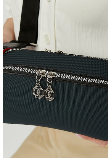 Morpelikan Yeşil Kabartma İki Bölmeli Kadın Omuz Çantası Yeşil