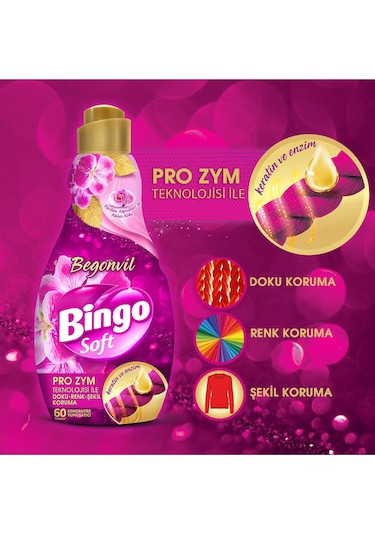 Bingo Soft Konsantre Çamaşır Yumuşatıcısı Begonvil 4 x 1440 ML